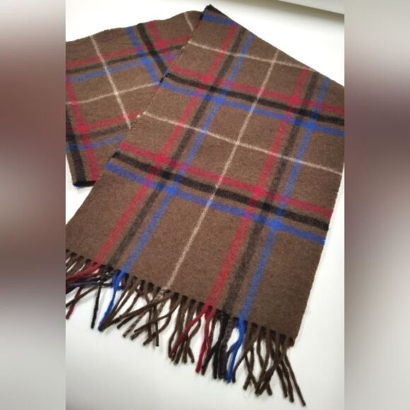Cashmere Wool Fringe Winter Scarf Plaid - Picture 11 of 12